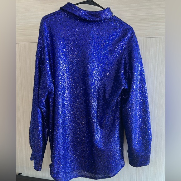 NWT Navy blue sequin oversized shirt dress - Picture 4 of 4